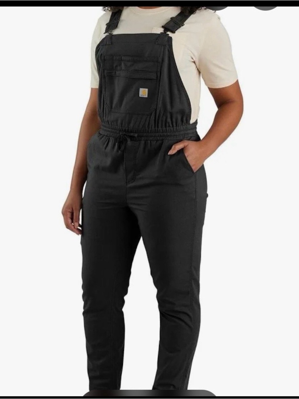 Carhartt Black Women's Elastic Waist Bib Overalls